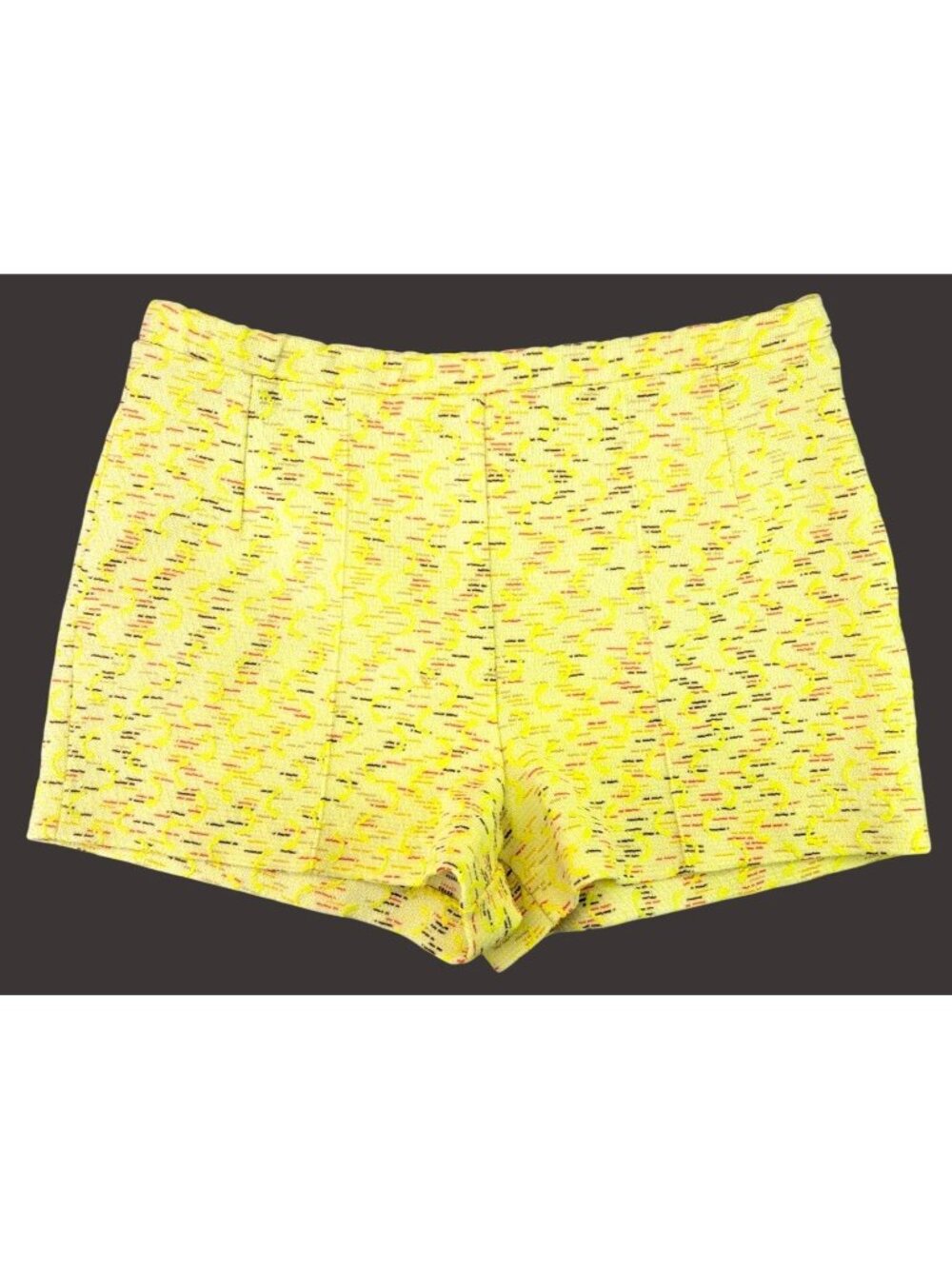 Vintage Polyester Shorts Miss Holly Women Yellow Textured 30" High-Waisted 1970s